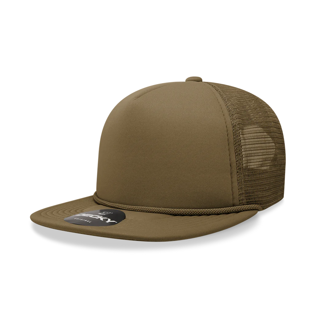 5-Panel High-Profile Flatbill Foam Snapback Trucker Hat