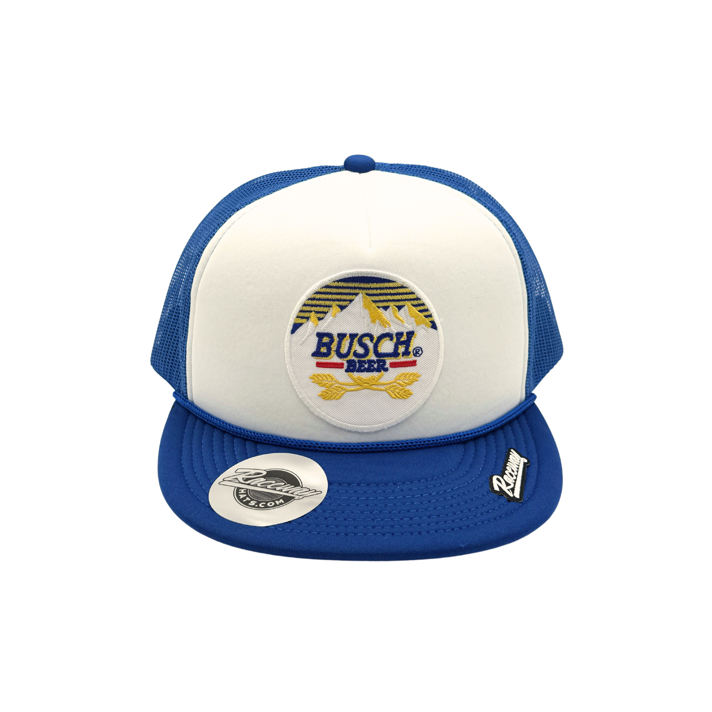 5-Panel Flatbill Foam Snapback Trucker Hat with Vintage-Style Busch Beer Patch