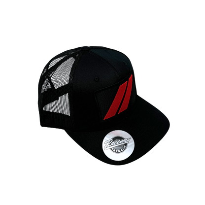 6-Panel Snapback Trucker Hat with Dodge Stripes Logo Patch