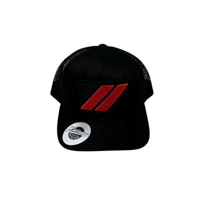 6-Panel Snapback Trucker Hat with Dodge Stripes Logo Patch