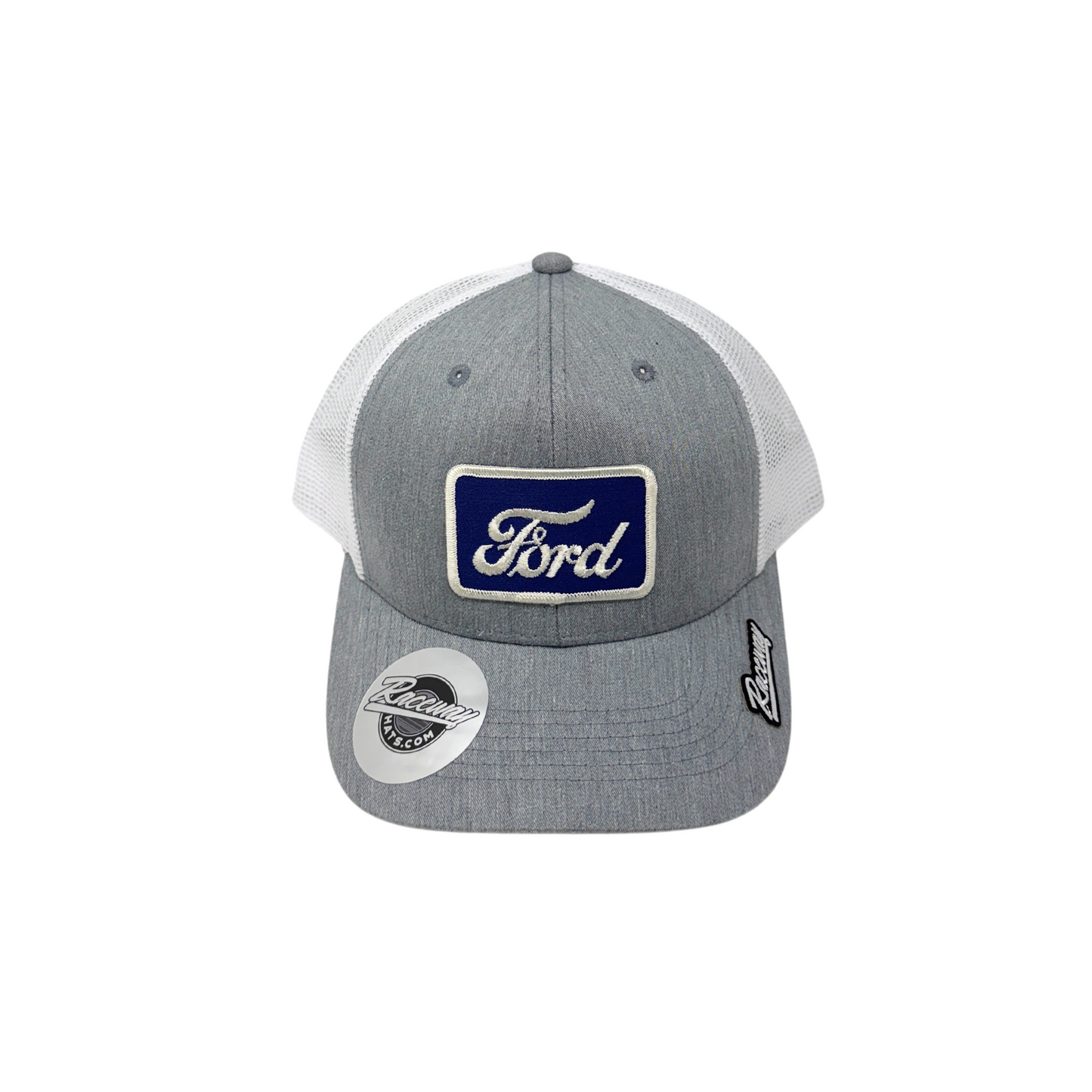 6-Panel Snapback Trucker Hat with Vintage Square Ford Patch