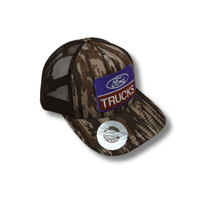 6-Panel Snapback Camo Trucker Hat with Ford Trucks Patch