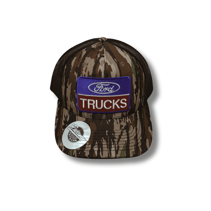 6-Panel Snapback Camo Trucker Hat with Ford Trucks Patch