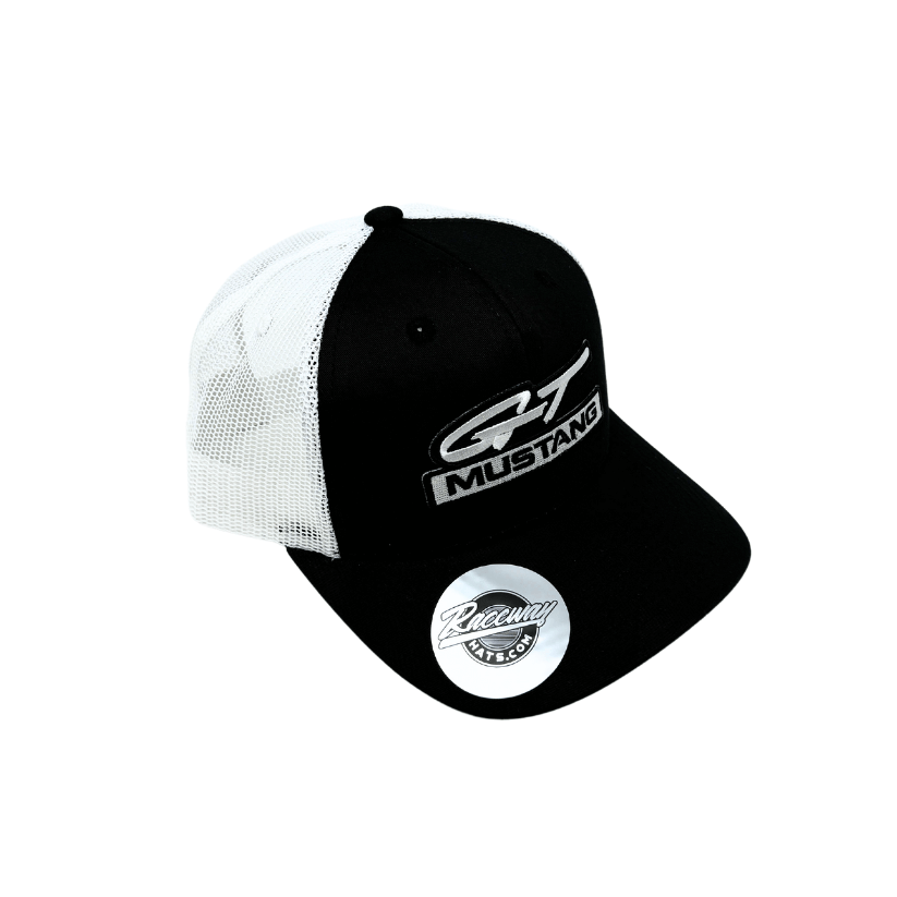 Readymade Vintage-Style Mustang GT Patch Pressed onto New Decky 6021 6-Panel Trucker Hat