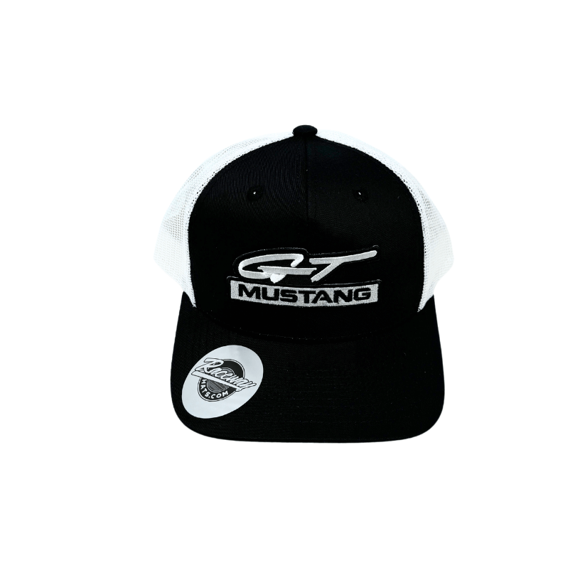 Readymade Vintage-Style Mustang GT Patch Pressed onto New Decky 6021 6-Panel Trucker Hat