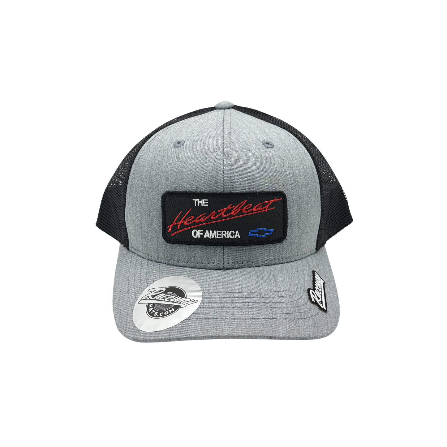 6-Panel Snapback Trucker Hat with Vintage-Style Chevy Heartbeat Patch