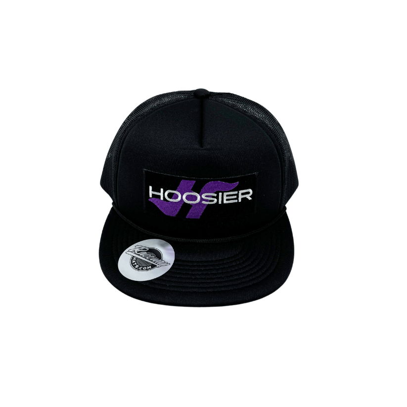 Readymade Hoosier Tire Patch Pressed onto New Decky 6026 Classic 5-Panel Foam Trucker Hats