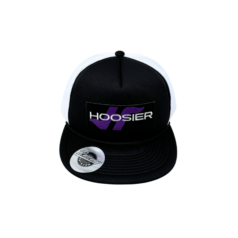 Readymade Hoosier Tire Patch Pressed onto New Decky 6026 Classic 5-Panel Foam Trucker Hats