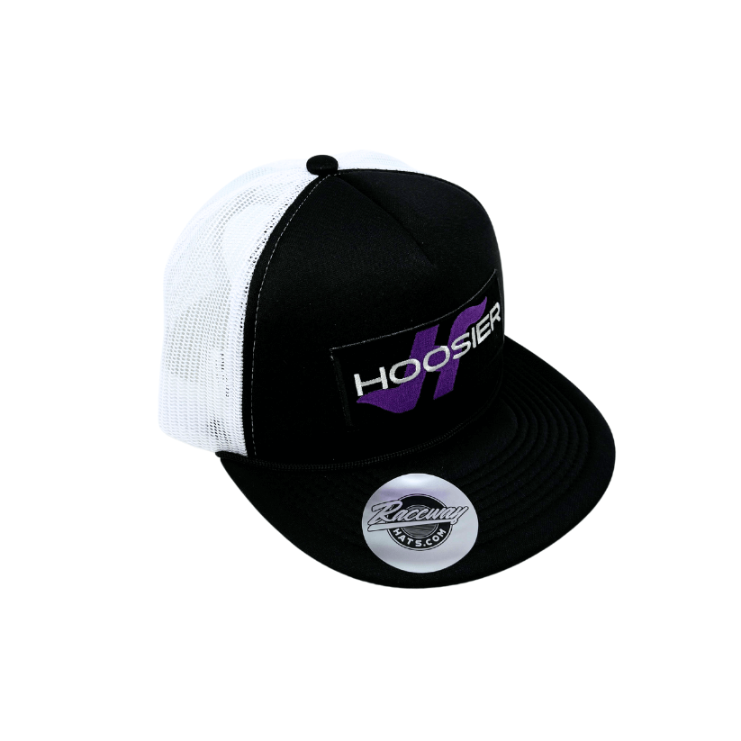 Readymade Hoosier Tire Patch Pressed onto New Decky 6026 Classic 5-Panel Foam Trucker Hats