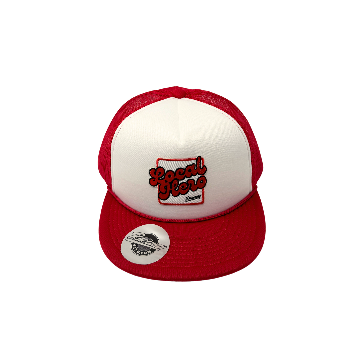 5-Panel Flatbill Foam Snapback Trucker Hat with Raceway Hats Local Hero Logo Patch