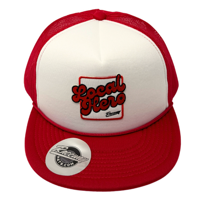 5-Panel Flatbill Foam Snapback Trucker Hat with Raceway Hats Local Hero Logo Patch