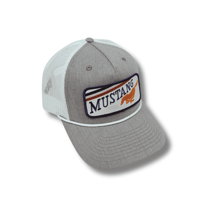 6-Panel Snapback Rope Trucker Hat with Mustang Patch