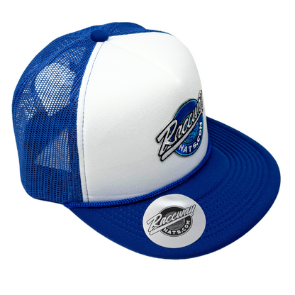 5-Panel Flatbill Foam Snapback Trucker Hat with Raceway Hats Original Logo Patch