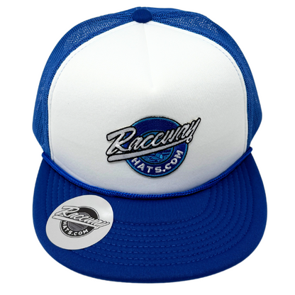 5-Panel Flatbill Foam Snapback Trucker Hat with Raceway Hats Original Logo Patch