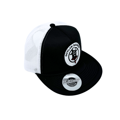 5-Panel Foam Snapback Flatbill Trucker Hat with Outlaw Racers Patch