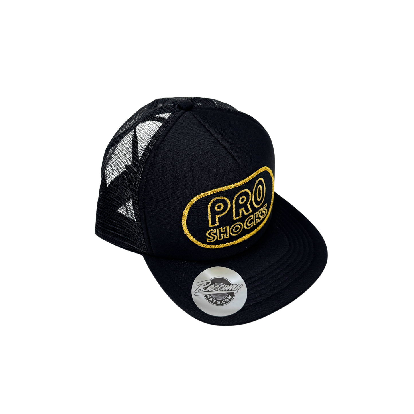 5-Panel Flatbill Foam Snapback Trucker Hat with Vintage Pro Shocks Patch