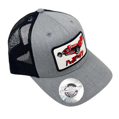 6-Panel Snapback Trucker Hat with Vintage-Style AJ Foyt Patch