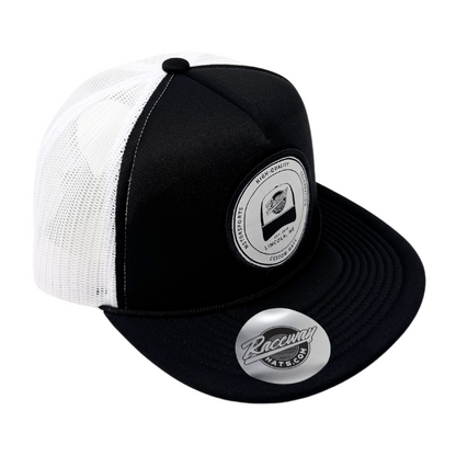 5-Panel Flatbill Foam Snapback Trucker Hat with Raceway Hats Seal Patch