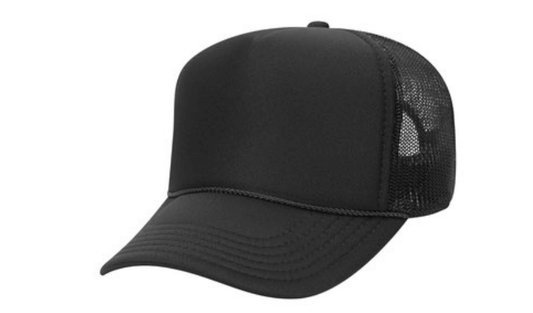 black trucker rope hat