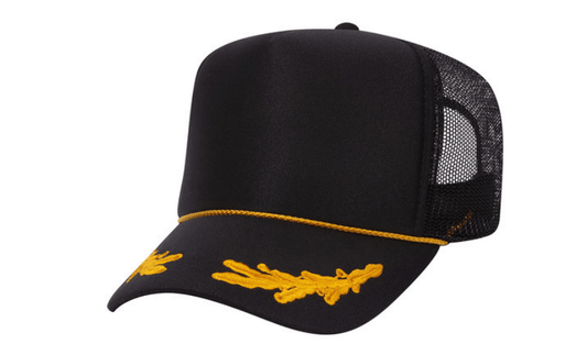 Otto Cap 39-165 Gold Oak Leaf 5 Panel High Crown Mesh Back Trucker Hat - High Profile