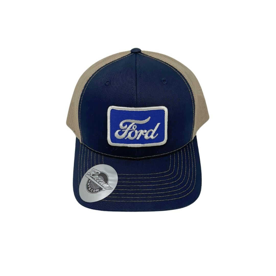 Vintage Style Ford Square Patch Heat-Pressed onto New Richardson 112 Trucker Hat