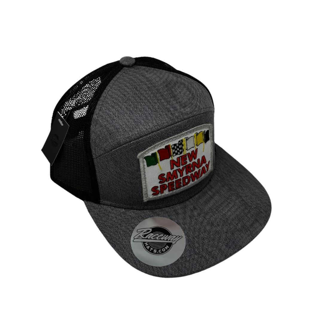 Readymade Vintage New Smyrna Speedway Patch Stitched on Pacific P710 6-Panel Arch Trucker Snapback Hat