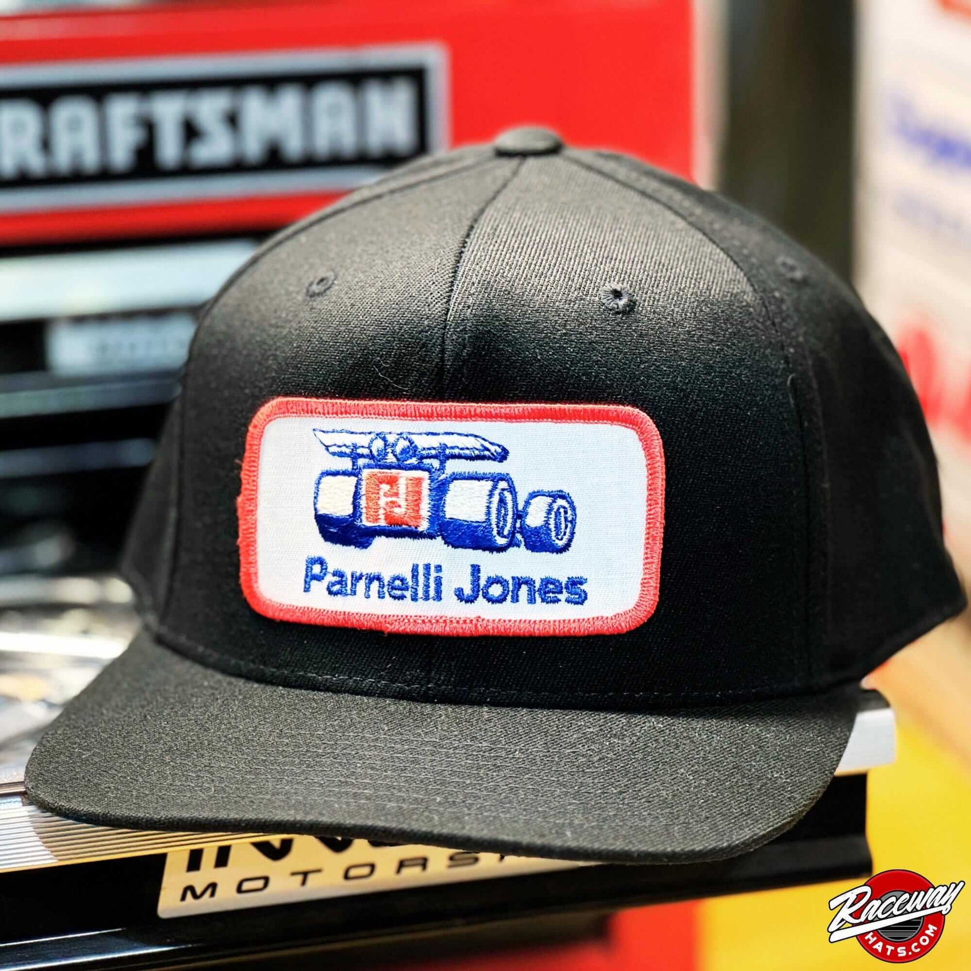 Readymade Vintage Parnelli Jones Patch Pressed on to New FlexFit 110 Snapback Hat