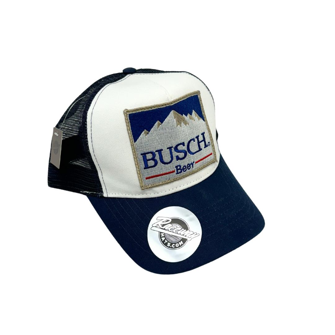 Readymade Busch Beer Patch on MegaCap 6886 Five Panel PET Mesh Snapback Trucker Hat