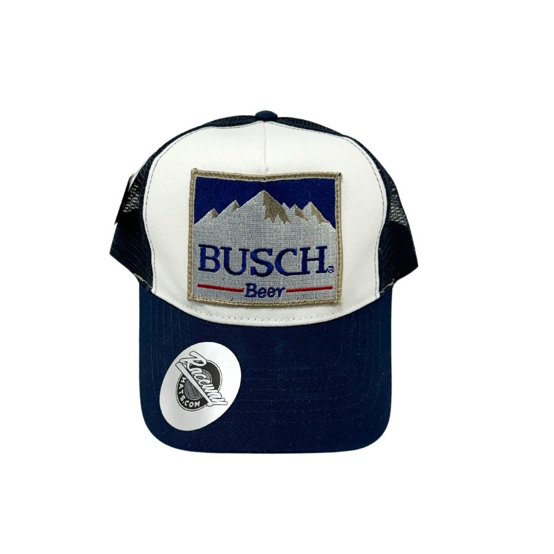 Readymade Busch Beer Patch on MegaCap 6886 Five Panel PET Mesh Snapback Trucker Hat