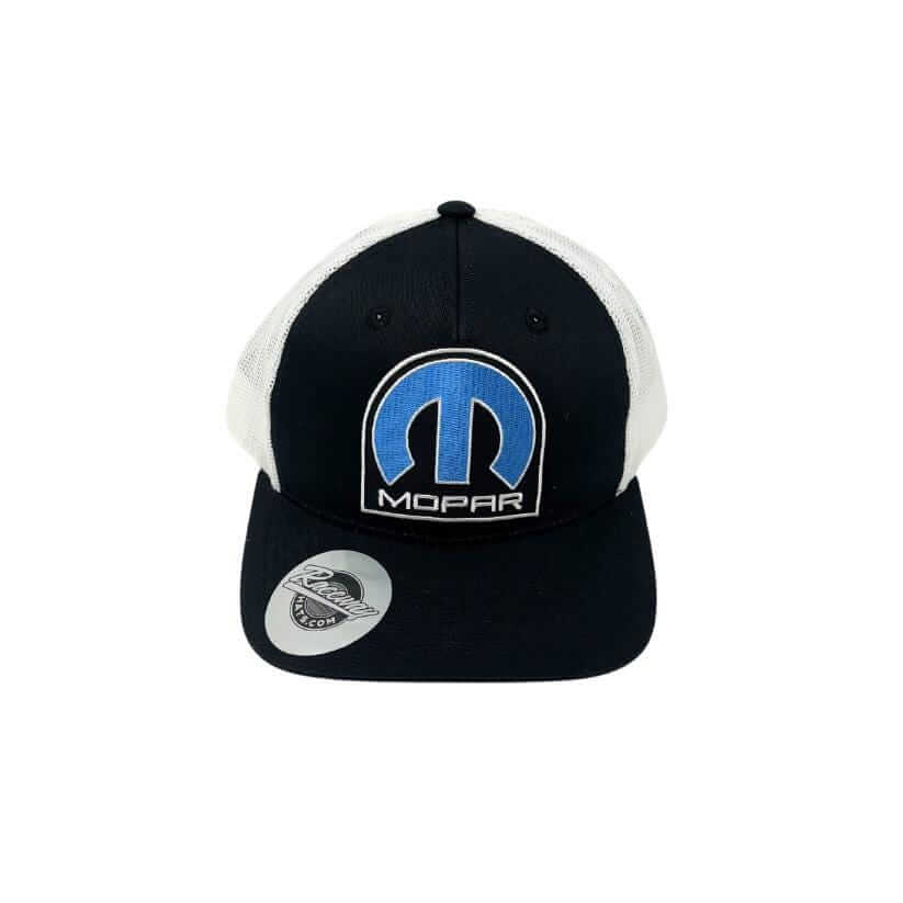 Readymade Vintage Style Mopar Patch Pressed onto New Decky 6021 6-Panel Trucker Hat