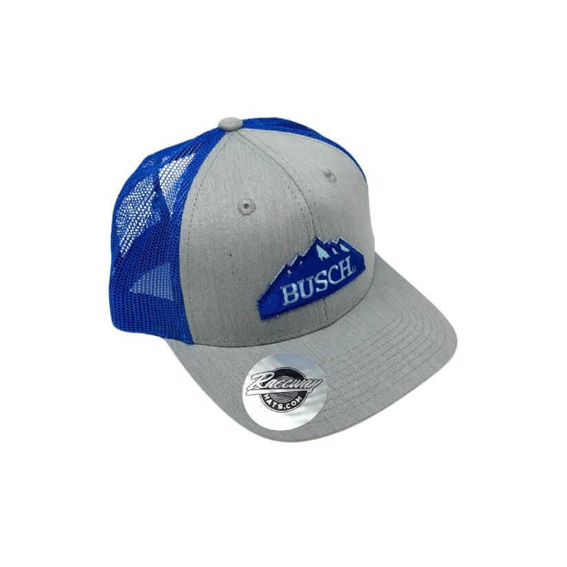 Readymade Vintage Busch Beer Mountains Patch Pressed onto New Decky 6021 6-Panel Trucker Hat