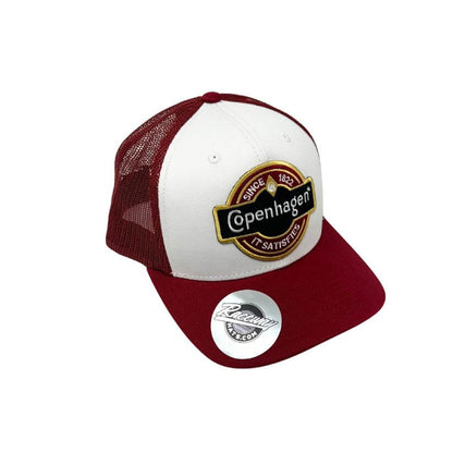 Readymade Vintage Style Copenhagen Patch Pressed onto New Decky 6021 6-Panel Trucker Hat