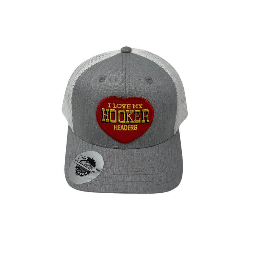 Readymade Vintage Style Hooker Headers Patch Pressed onto New Decky 6021 6-Panel Trucker Hat