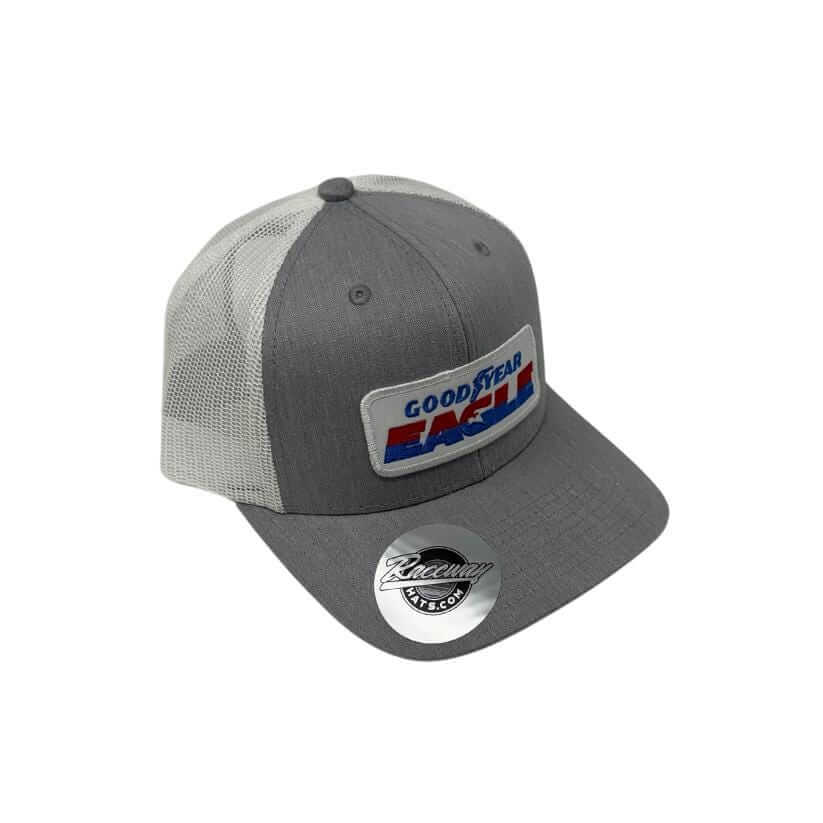 Readymade Vintage Style Goodyear Eagle Patch Pressed onto New Decky 6021 6-Panel Trucker Hat