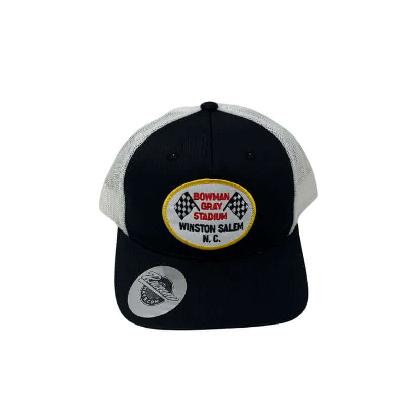 Readymade Vintage Style Bowman Gray Stadium Patch Pressed onto New Decky 6021 6-Panel Trucker Hat