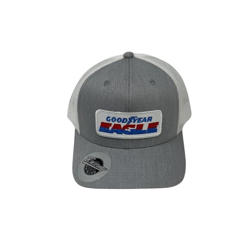 Readymade Vintage Style Goodyear Eagle Patch Pressed onto New Decky 6021 6-Panel Trucker Hat