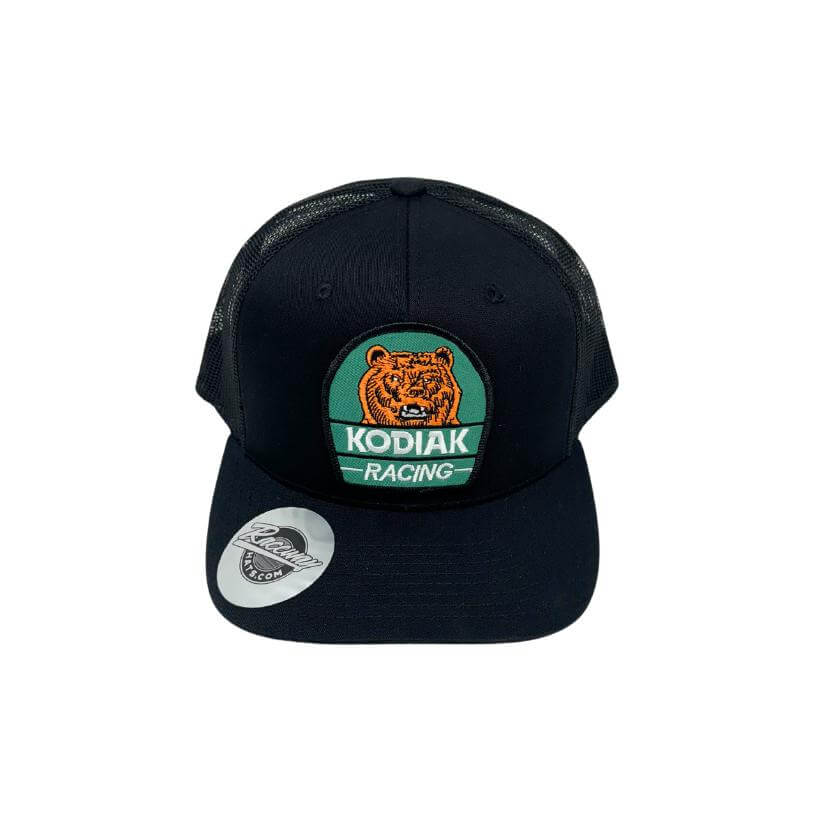 Readymade Vintage Style Kodiak Racing Patch Pressed onto New Decky 6021 6-Panel Trucker Hat