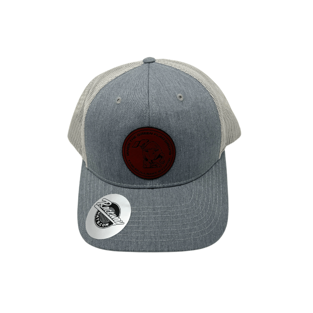 Readymade Raceway Hats When The Green Flag Drops The Bullshit Stops Leather Patch Trucker Hat